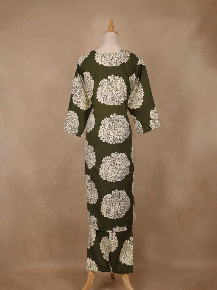 Green Design Printed Satin Salwar Suit - Diadem
