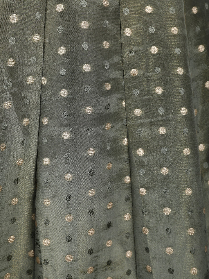 Green Dotted Design Silk Salwar Suit - Diadem