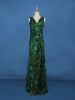 Green Draped High Slit Mermaid Georgette Gown