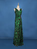 Green Draped High Slit Mermaid Georgette Gown
