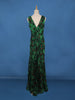 Green Draped High Slit Mermaid Georgette Gown