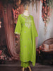 Green Embroidered Cotton Salwar Suit with Dupatta