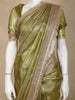 Green Floral Butta Design Tissue Saree with Designer Lace Border