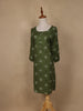 Green Floral Design Print Rayon Kurti - Diadem