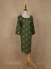 Green Floral Design Print Rayon Kurti - Diadem