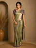 Green Floral Design Semi Tissue Silk Saree