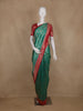 Green Floral Designed Banarasi Silk Saree With Contrast Border