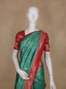 Green Floral Designed Banarasi Silk Saree With Contrast Border