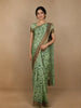 Green Floral Designed Chanderi Cotton Saree