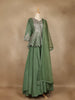 Green Floral Designed Semi Silk Lehenga - Diadem