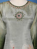 Green Floral Designed Silk Salwar Suit - Diadem