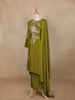Green Floral Designed Tissue Organza Salwar Suit