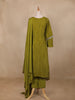 Green Floral Designed Tissue Organza Salwar Suit