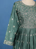 Green Floral Embroidered Design Georgette Gown