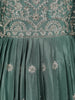 Green Floral Embroidered Design Georgette Gown