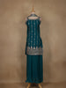 Green Floral Embroidered Design Space Silk Palazzo Suit with Dupatta
