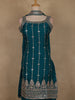Green Floral Embroidered Design Space Silk Palazzo Suit with Dupatta