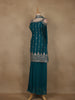 Green Floral Embroidered Design Space Silk Palazzo Suit with Dupatta