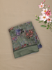 Green Floral Printed Chiffon Saree with Self Woven Border
