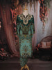 Green Floral Printed Design Synthetic Straight Cut Salwar Suit with Dhoti Pant