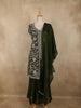 Green Floral Sequins And Beads Embroidered Design Organza Palazzo Suit with Dupatta