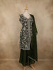 Green Floral Sequins And Beads Embroidered Design Organza Palazzo Suit with Dupatta