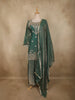 Green Floral Sequins And Beads Embroidered Design Organza Palazzo Suit with Dupatta