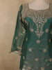 Green Floral Sequins And Beads Embroidered Design Organza Palazzo Suit with Dupatta