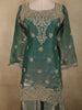 Green Floral Sequins And Beads Embroidered Design Organza Palazzo Suit with Dupatta