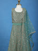 Green Floral Sequins Design Georgette Kids Lehenga
