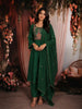 Green Floral Thread Embroidered Design Cotton Anarkali Salwar Suit