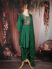 Green Floral Thread Embroidered Design Cotton Anarkali Salwar Suit