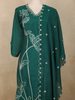 Green Floral Thread Embroidered Design Cotton Straight Cut Salwar Suit