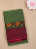 Green Floral Woven Design Cotton Saree with Contrast Border