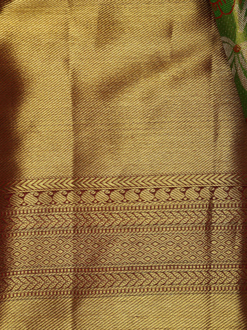 Green Floral Woven Pure Kanchipuram Silk Saree - Diadem
