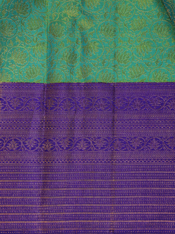 Green Floral Woven Pure Kanchipuram Silk Saree - Diadem
