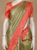 Green Floral Woven Pure Kanchipuram Silk Saree with Contrast Zari Border
