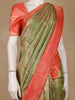 Green Floral Woven Pure Kanchipuram Silk Saree with Contrast Zari Border