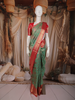 Green Floral Woven Pure Kanchipuram Silk Saree with Zari Border