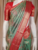 Green Floral Woven Pure Kanchipuram Silk Saree with Zari Border