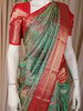Green Floral Woven Pure Kanchipuram Silk Saree with Zari Border