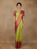 Green Floral Woven Silk Saree With Contrast Border