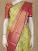 Green Floral Woven Silk Saree With Contrast Border