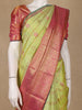 Green Floral Woven Silk Saree With Contrast Border