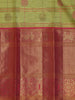 Green Floral Woven Silk Saree With Contrast Border