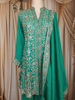 Green Floral and Sequins Embroidered Georgette Palazzo Suit
