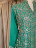 Green Floral and Sequins Embroidered Georgette Palazzo Suit