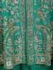 Green Floral and Sequins Embroidered Georgette Palazzo Suit