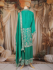 Green Floral and Sequins Embroidered Georgette Palazzo Suit