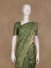 Green Geometric Floral Design Semi Tussar Silk Saree